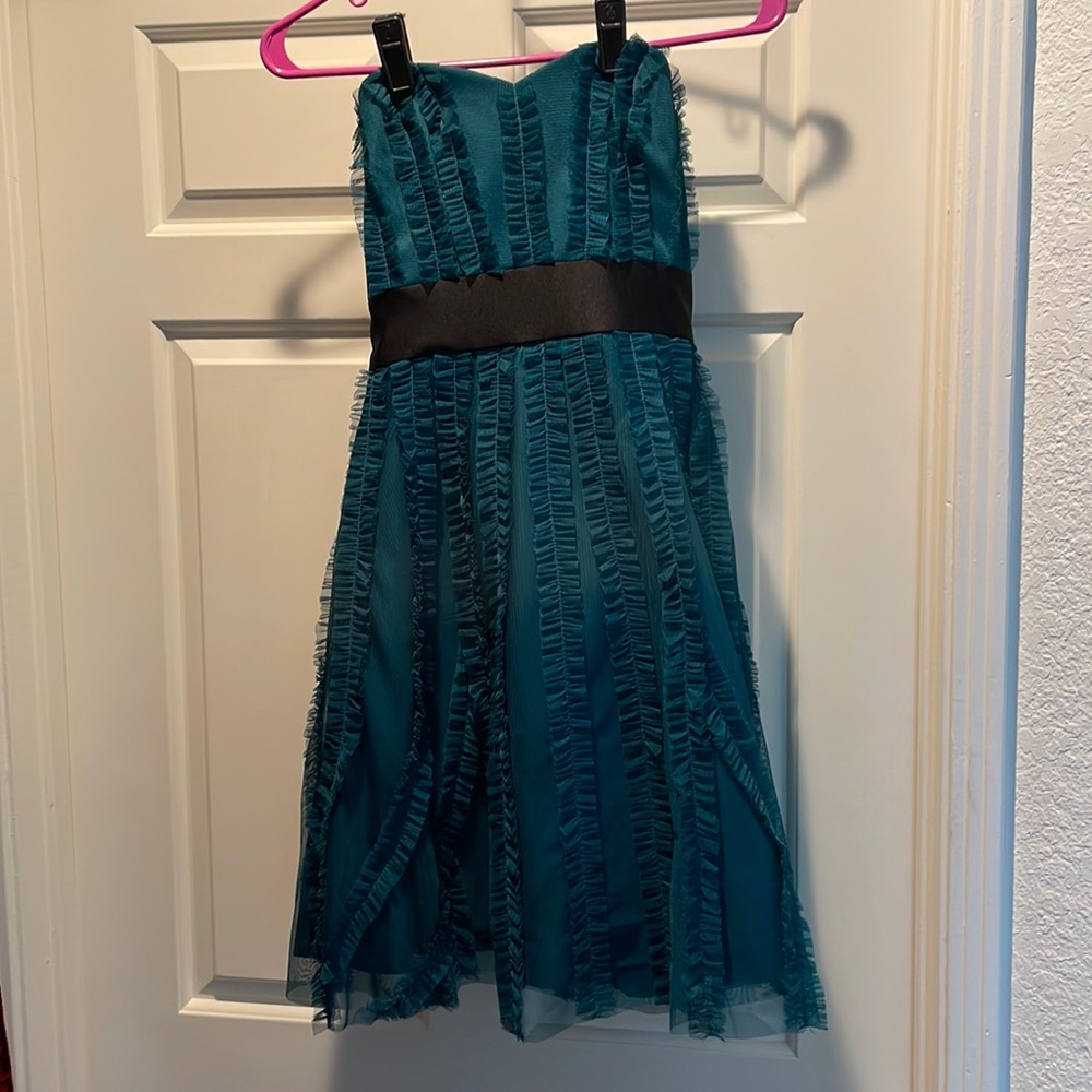 MaxandCleo green and black party dress big black bow.